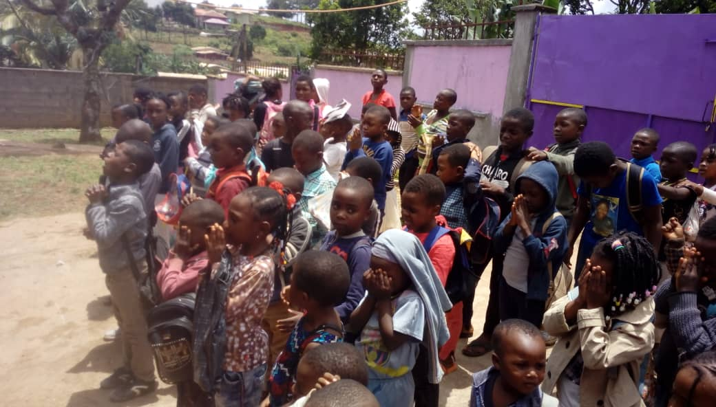 Learners gathered before the start of lessons